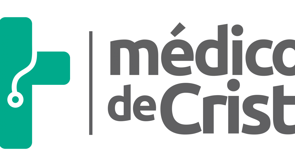 Logo MDC com a cruz e estetoscópio e o título "médicos de Cristo"